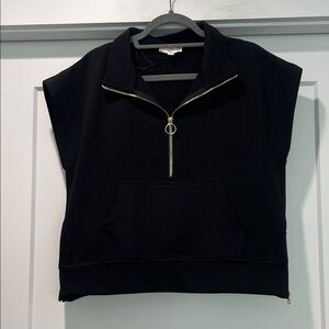 Black Half-Zip Women's Top